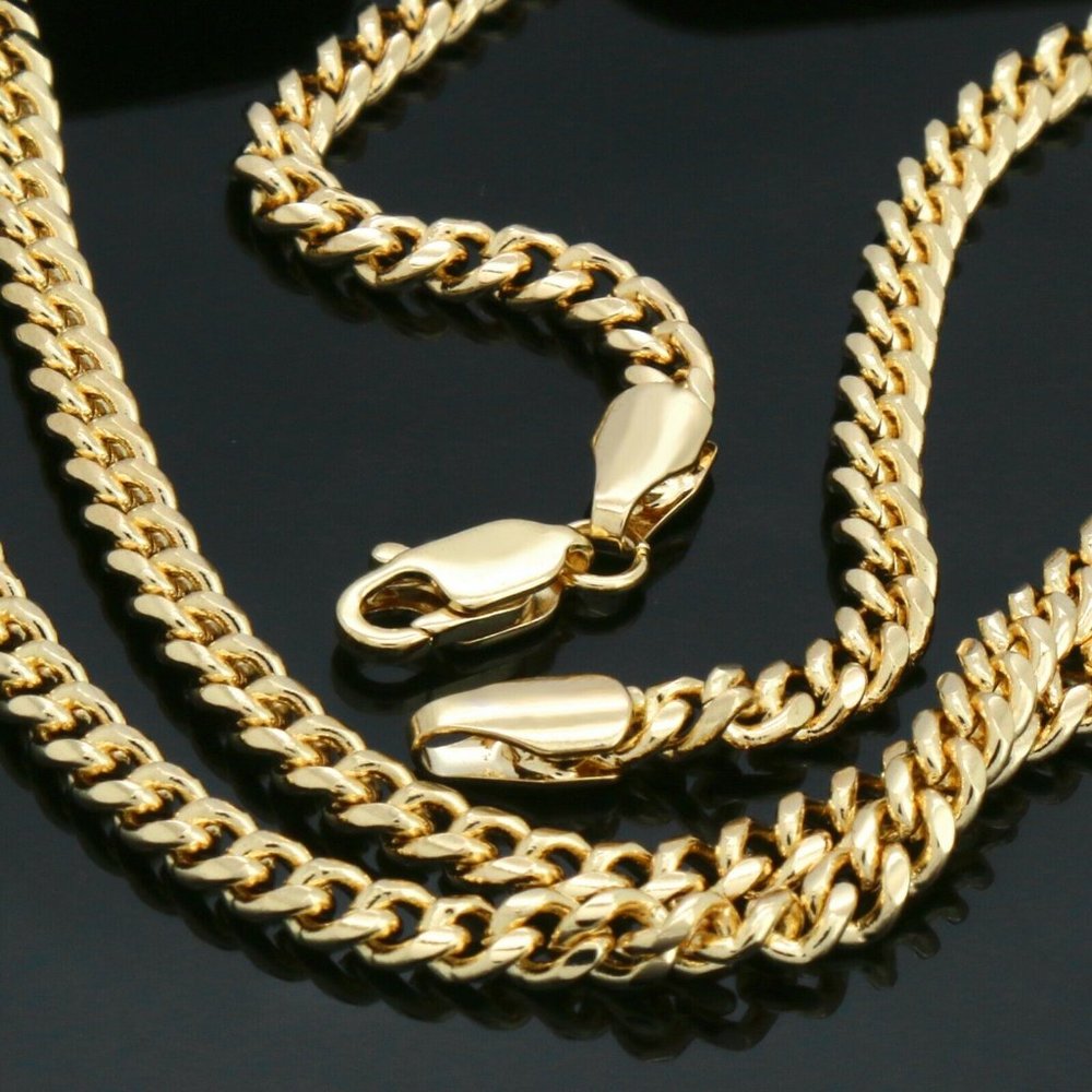 14k Gold Cylinder 30" Cuban Chain + Pendant - Picture 5 of 6